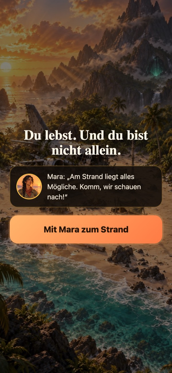Ende des Intros: Mara lädt an den Strand ein