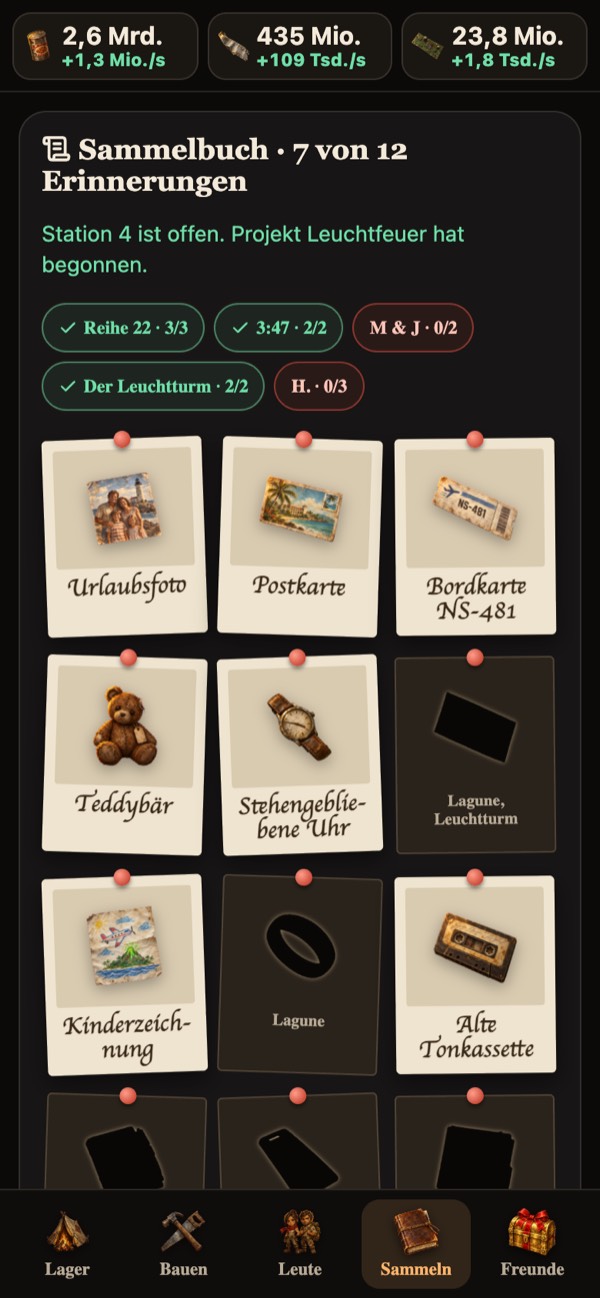 Sammelbuch mit 7 von 12 Erinnerungen und Fäden