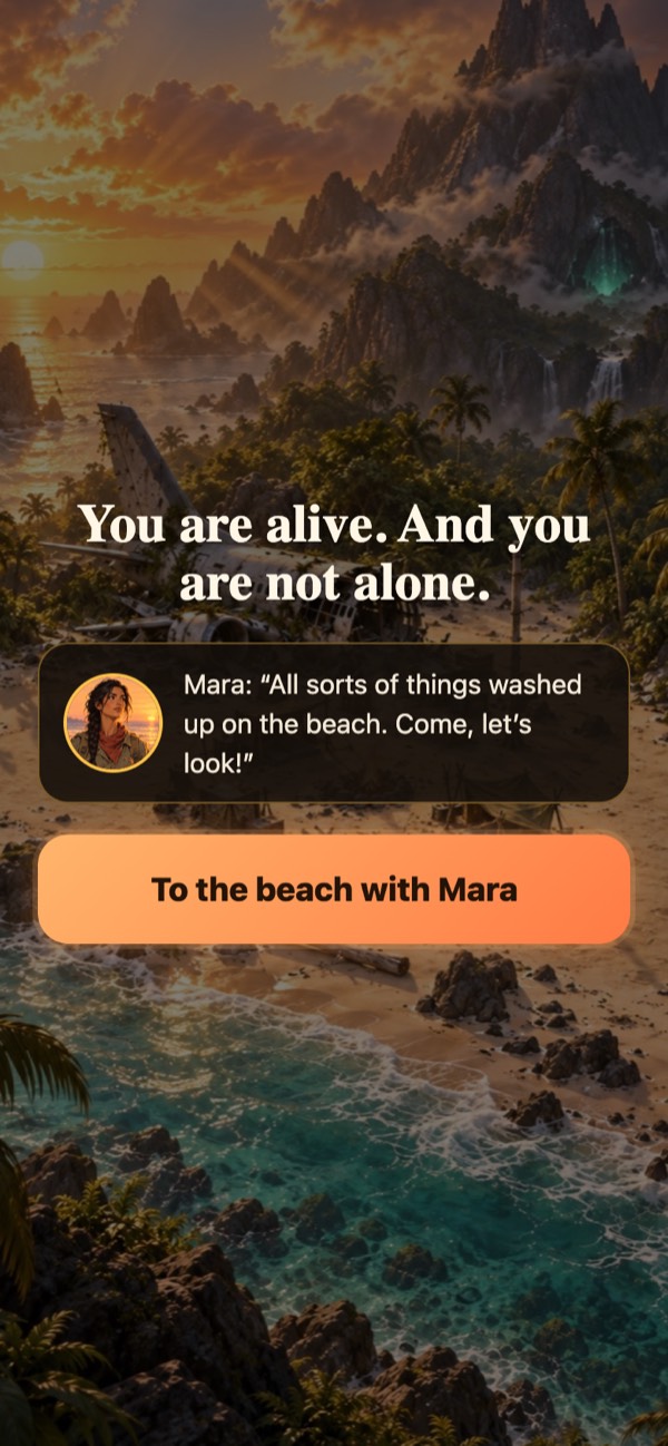 Intro end: You are alive. And you are not alone. Mara invites you to the beach