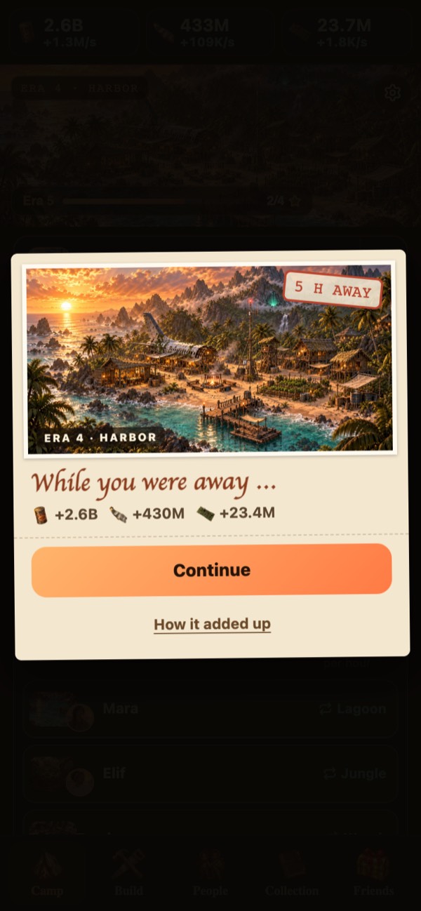 Postcard after five hours away with the resources gained
